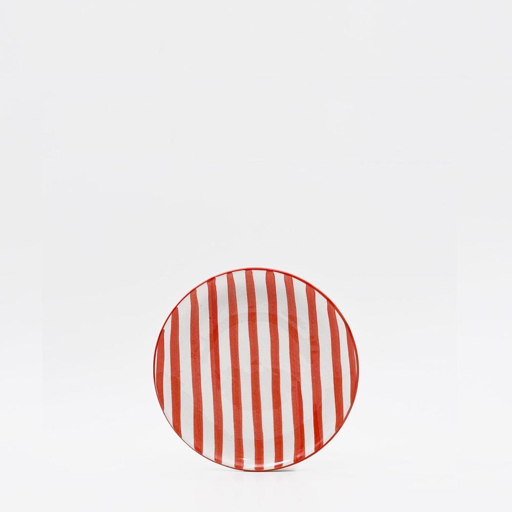 Assiette à pain rayée rouge et blanche I Vaisselle du Portugal en ligne Assiette rayée "Costa Nova Mar" 15cm - Rouge