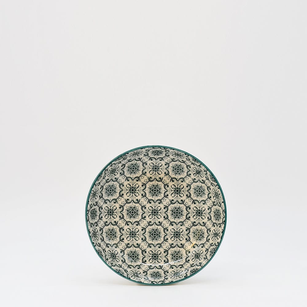 Assiette creuse en céramique motifs azulejos verts version 1 Assiette creuse en céramique "Padrão" - Verte