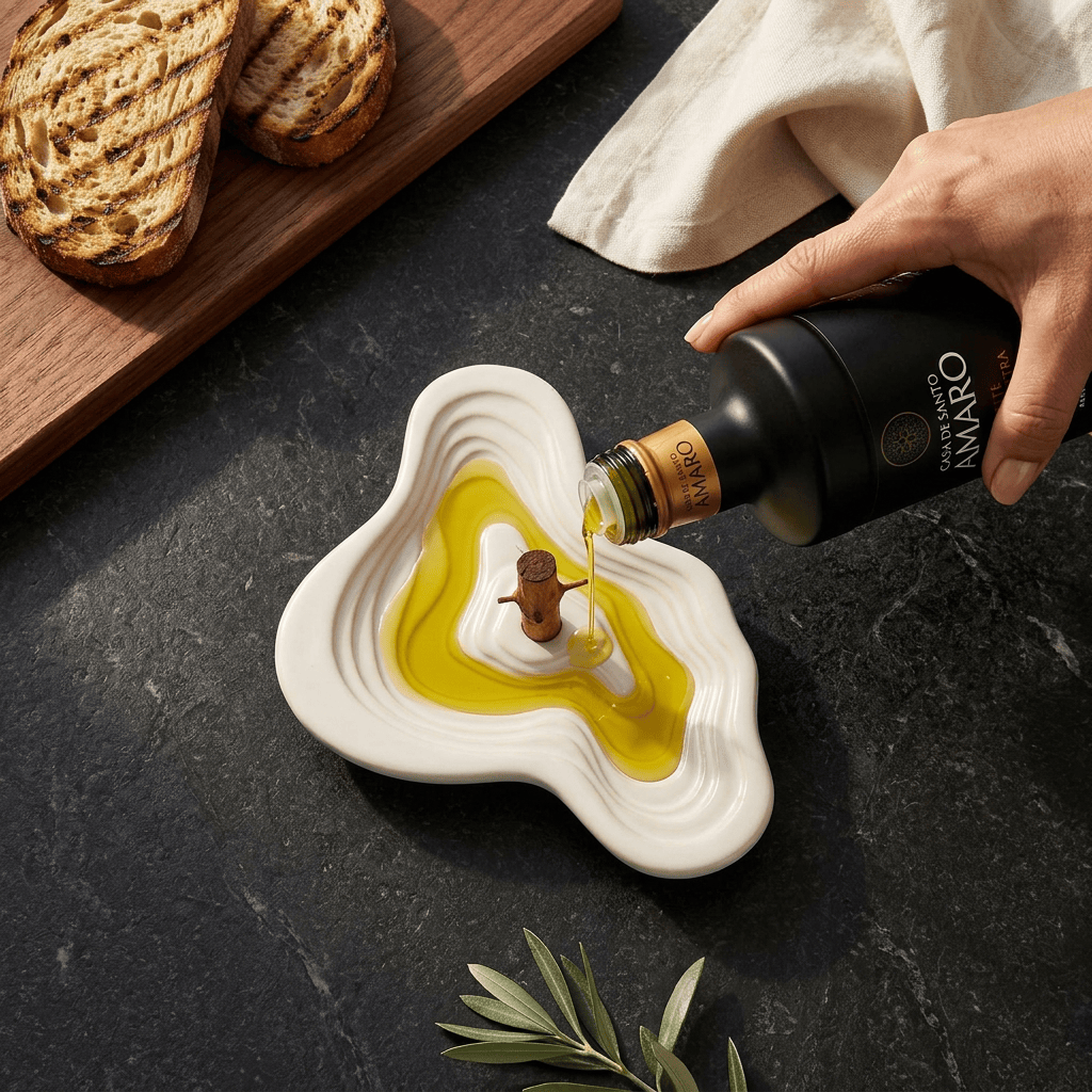 Assiette de dégustation d'huile d'olive portugaise Assiette de dégustation d'huile d'olive "Monte das Oliveiras"
