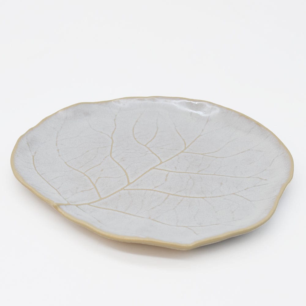 Assiette en porcelaine blanche à bord doré Ø27cm – Fabriquée au Portugal Assiette en grès en forme de chou - 23cm
