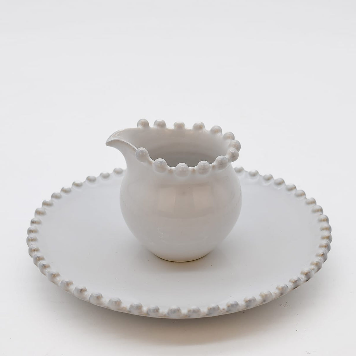 Assiette principale en grès 27cm I Vaisselle portugaise Pots à lait "Pearl"