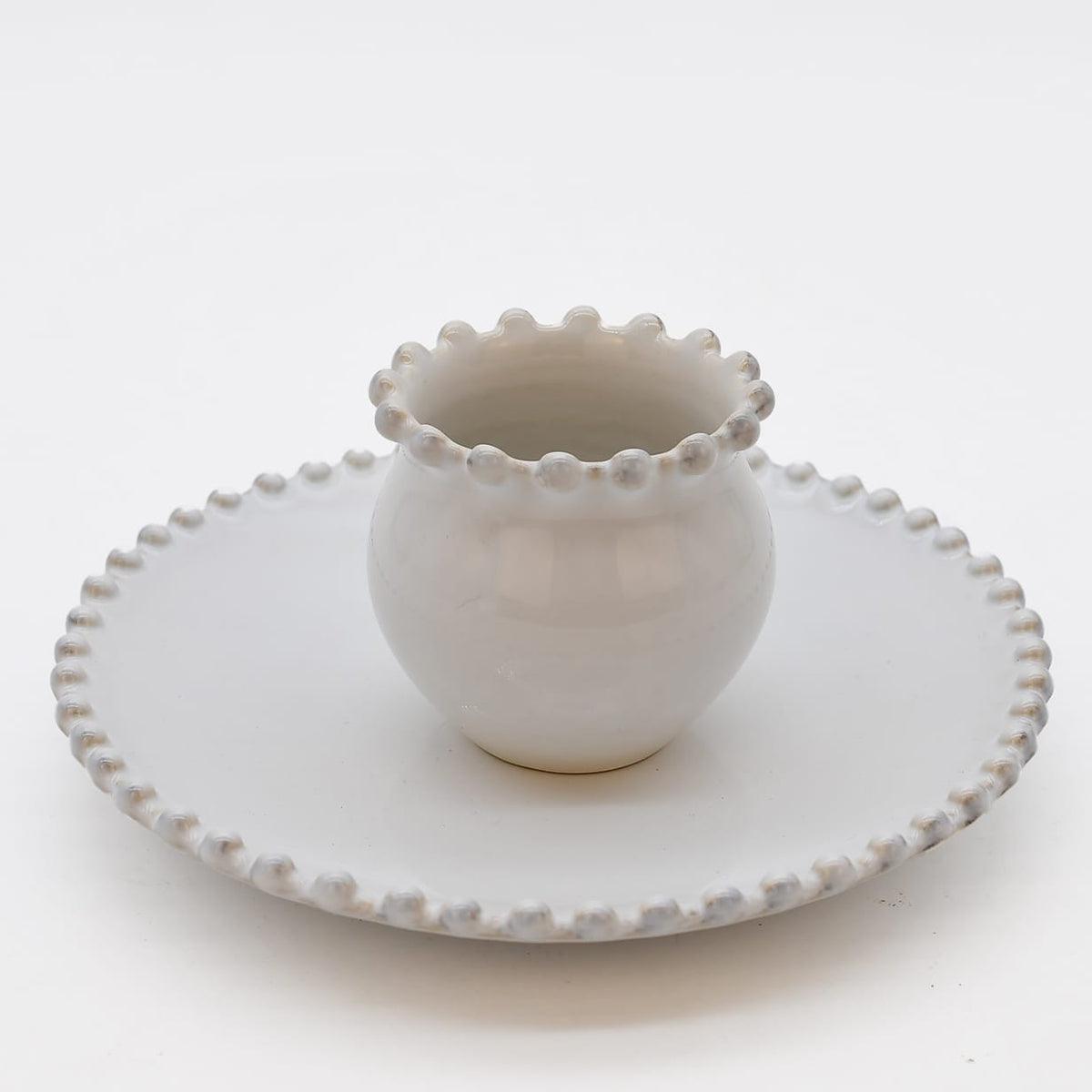 Assiette principale en grès 27cm I Vaisselle portugaise Pots à sucre "Pearl"
