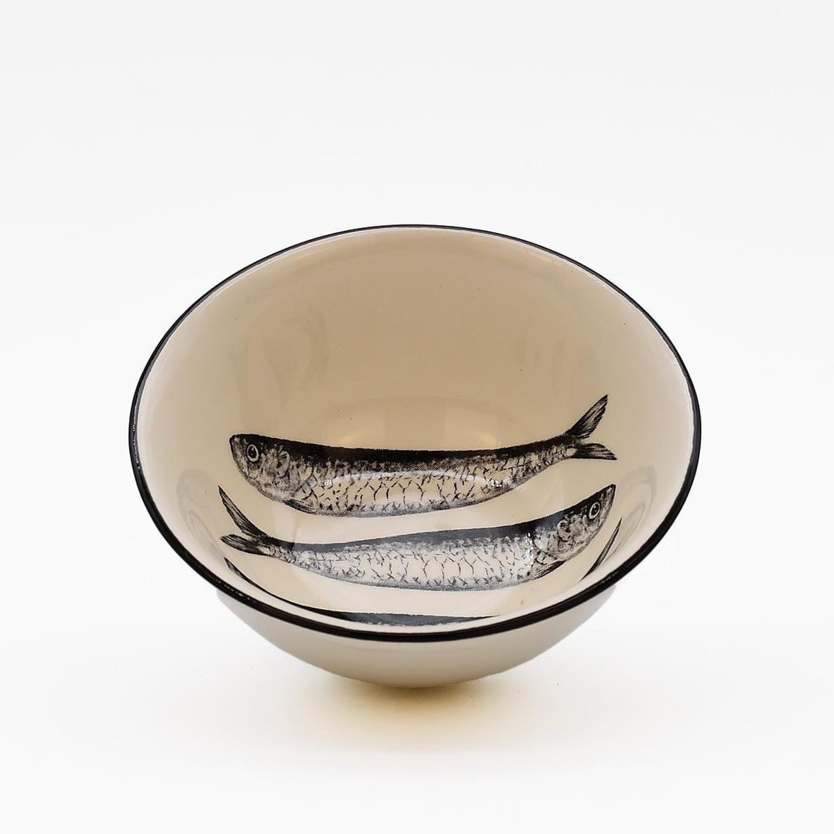 Assiette sardines noires en céramique 20 cm | Portugal Sardinhas I Bol - 10cm