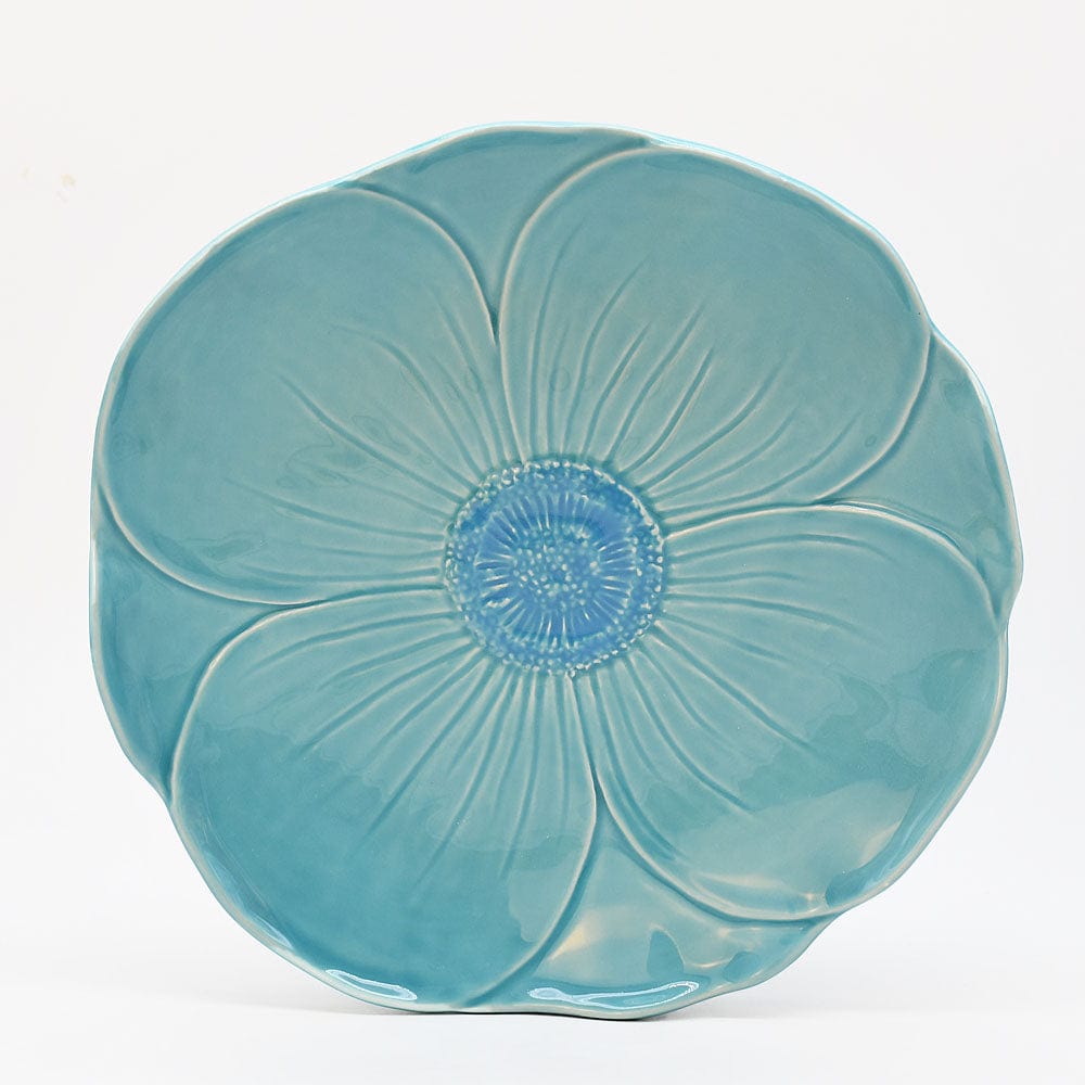 Assiette turquoise en forme de fleur Assiette en céramique "Papoila" 27cm - Turquoise