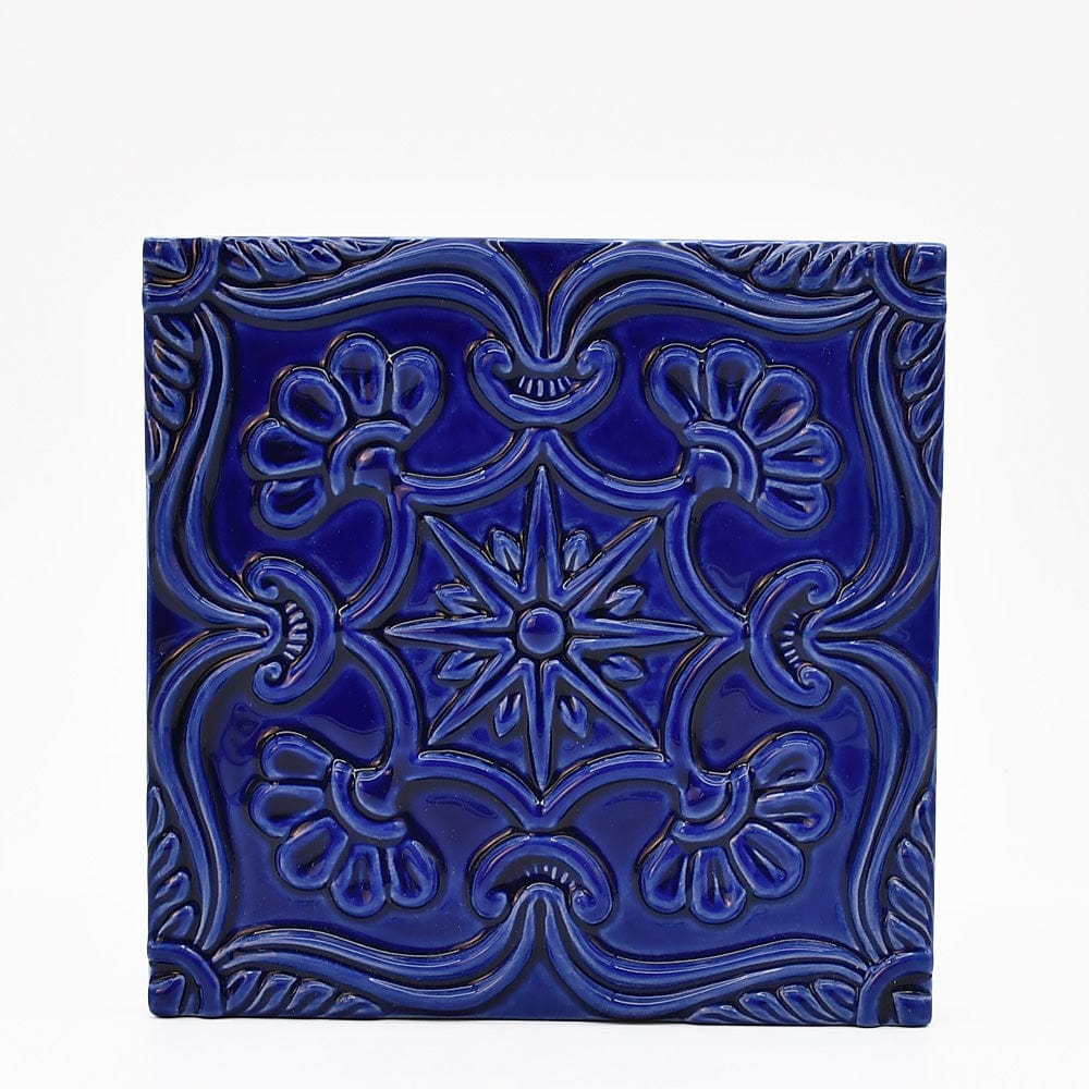 Azulejo à relief bleu cobalt du Portugal Azulejo Padrão à relief