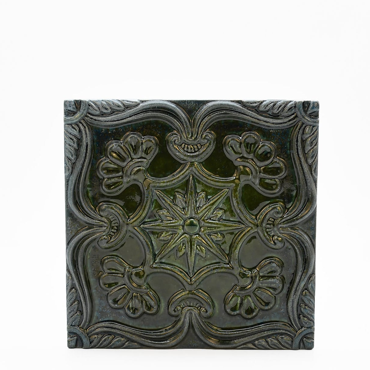 Azulejo à relief kakhi du Portugal Azulejo Padrão à relief - 15x15cm