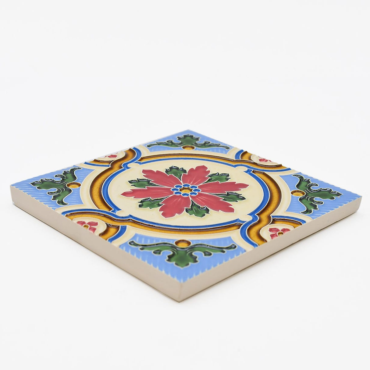 Azulejo hispano-maure artisanal 14x14cm | Fait main Portugal Azulejo Hispano-Maure 14x14cm