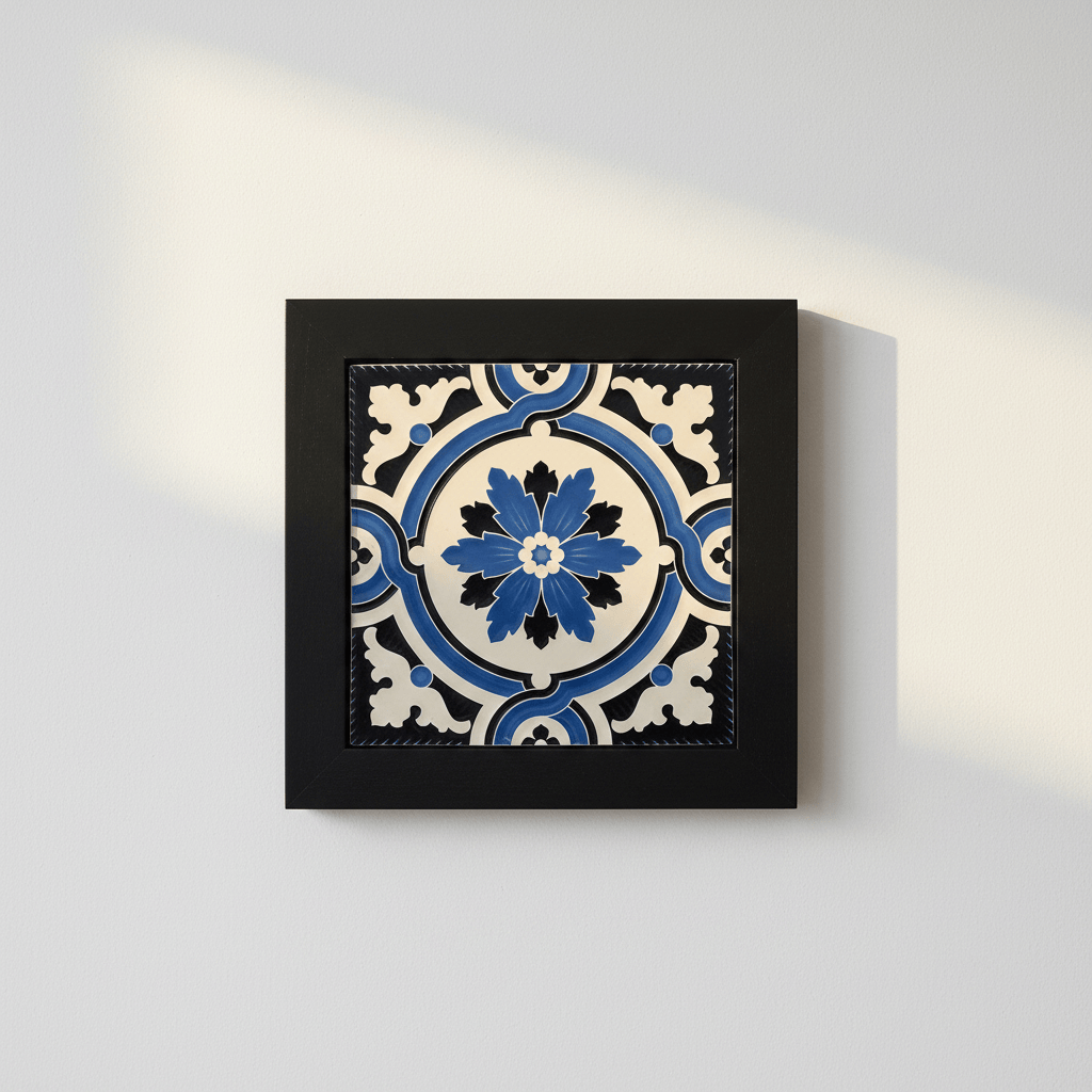 Azulejo hispano-maure artisanal 14x14cm | Fait main Portugal Azulejo Hispano-Maure 14x14cm