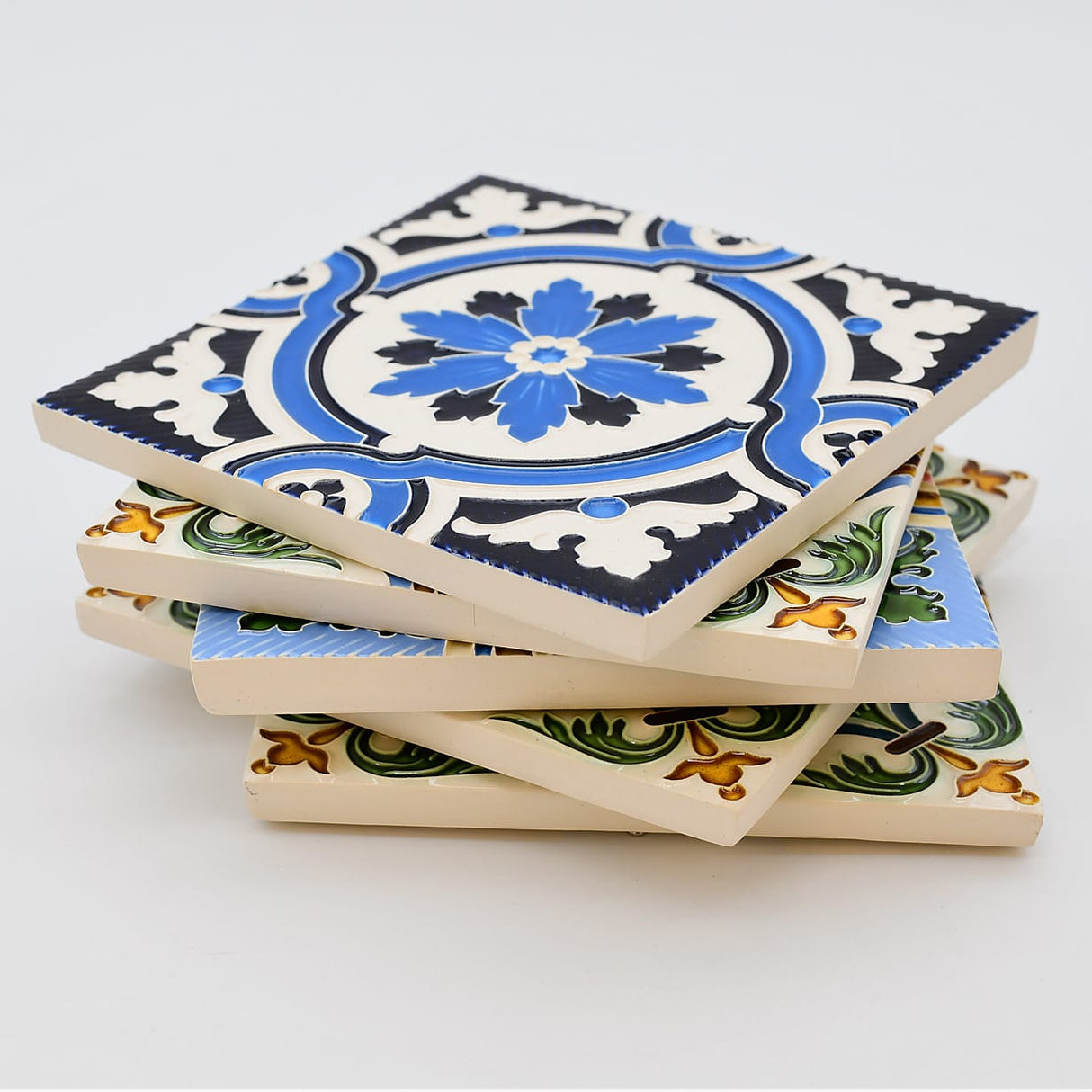 Azulejo hispano-maure artisanal 14x14cm | Fait main Portugal Azulejo Hispano-Maure 14x14cm
