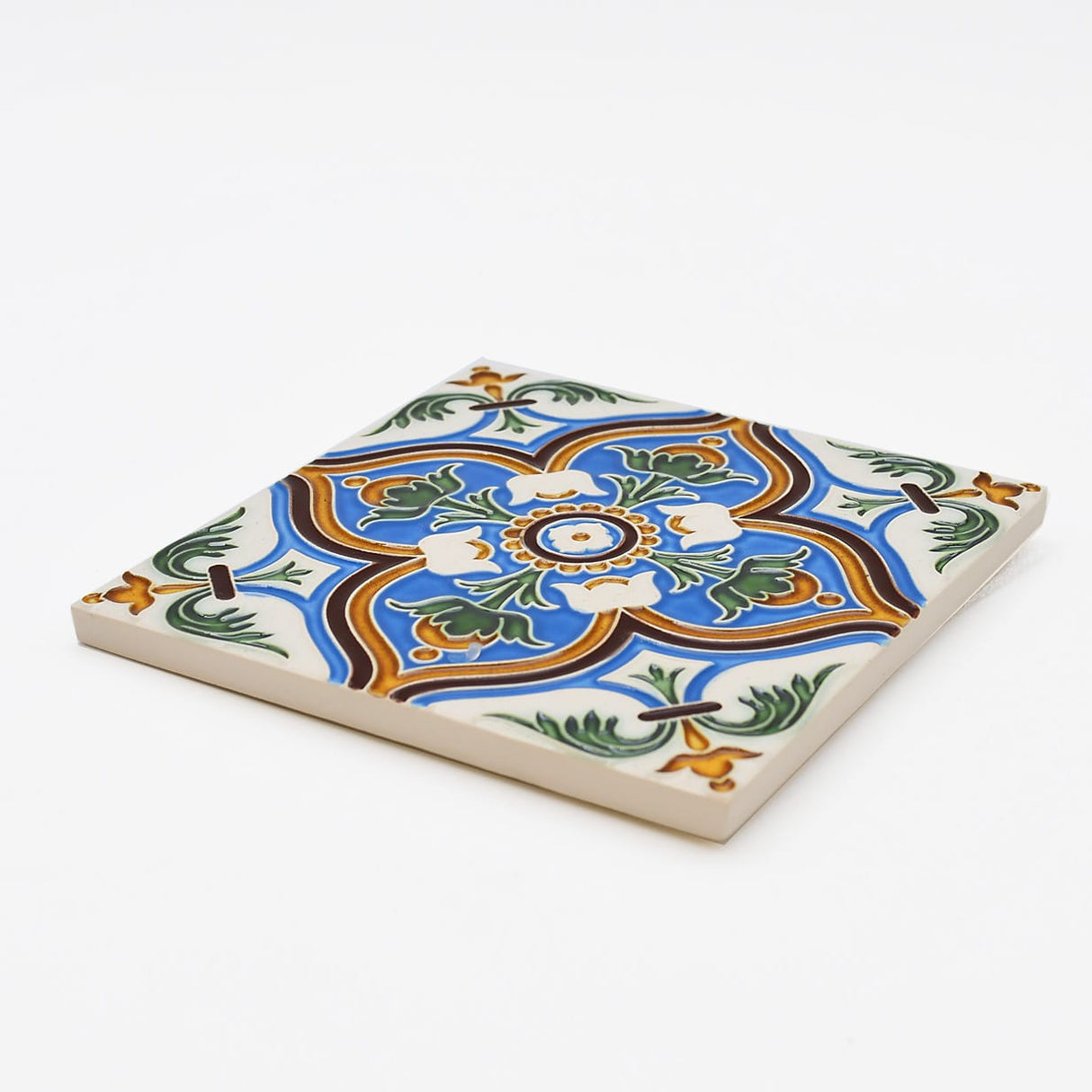 Azulejo hispano-maure artisanal 14x14cm | Fait main Portugal Azulejo Hispano-Maure 14x14cm