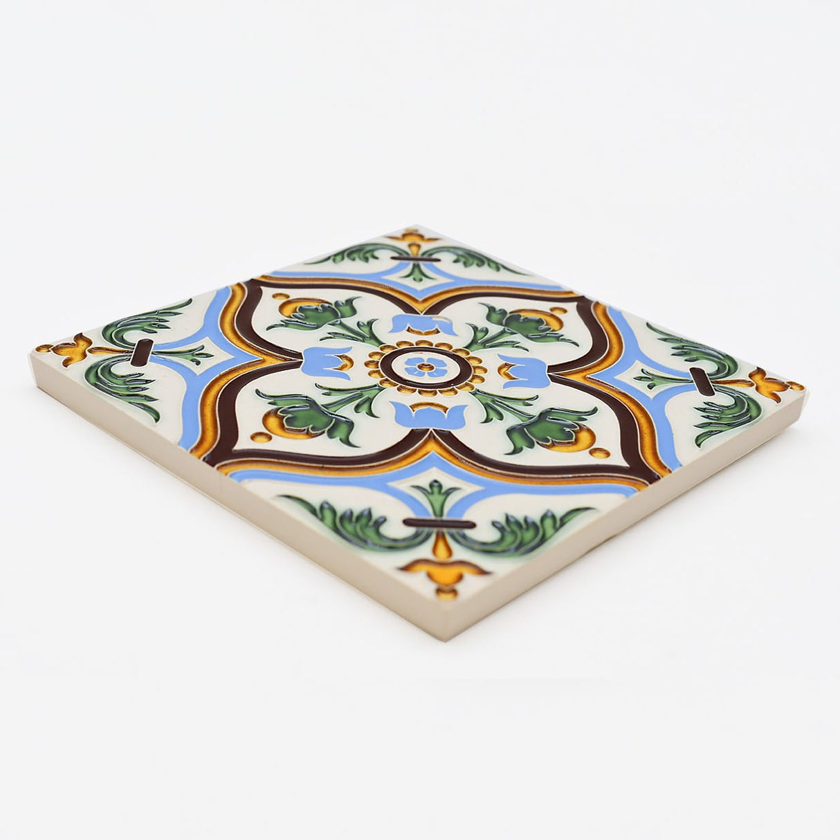 Azulejo hispano-maure artisanal 14x14cm | Fait main Portugal Azulejo Hispano-Maure 14x14cm