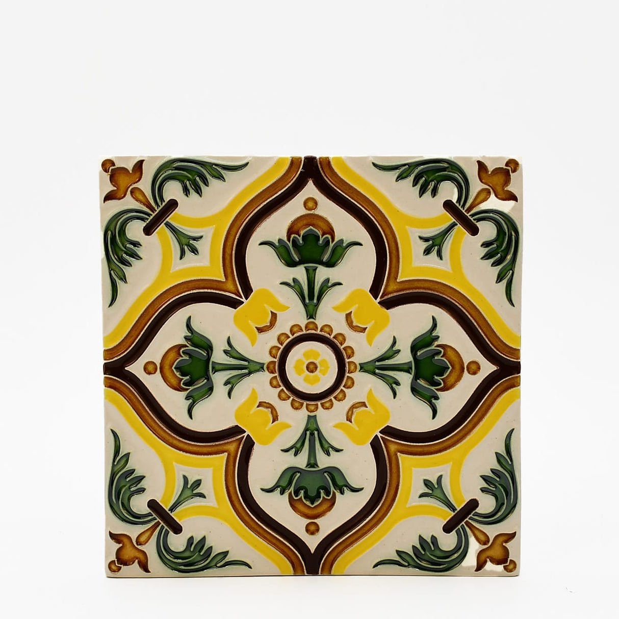 Azulejo hispano-maure artisanal 14x14cm | Fait main Portugal Azulejo Hispano-Maure 14x14cm