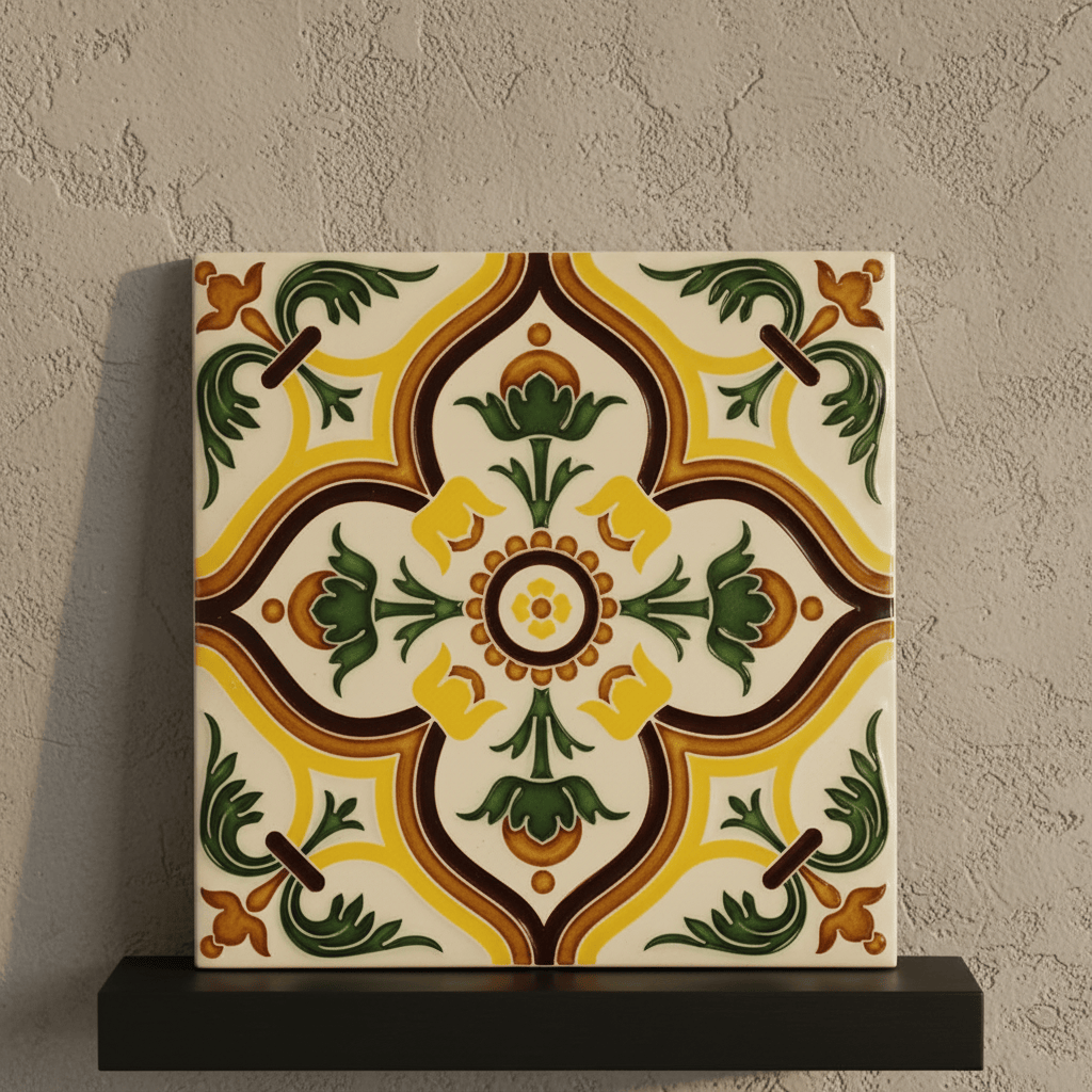 Azulejo hispano-maure artisanal 14x14cm | Fait main Portugal Azulejo Hispano-Maure 14x14cm