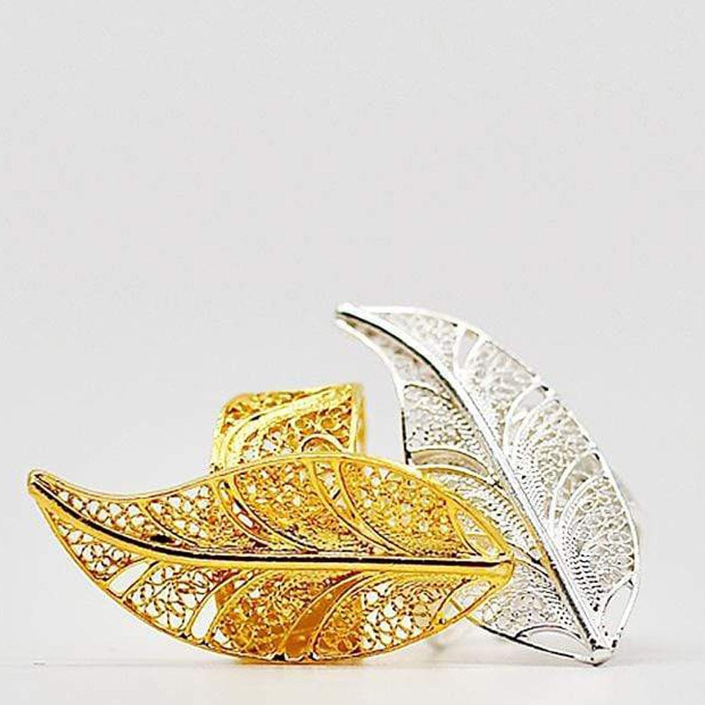 Bague en filigrane d'argent doré I Vente directe depuis le Portugal Folha I Bague en filigrane d'argent