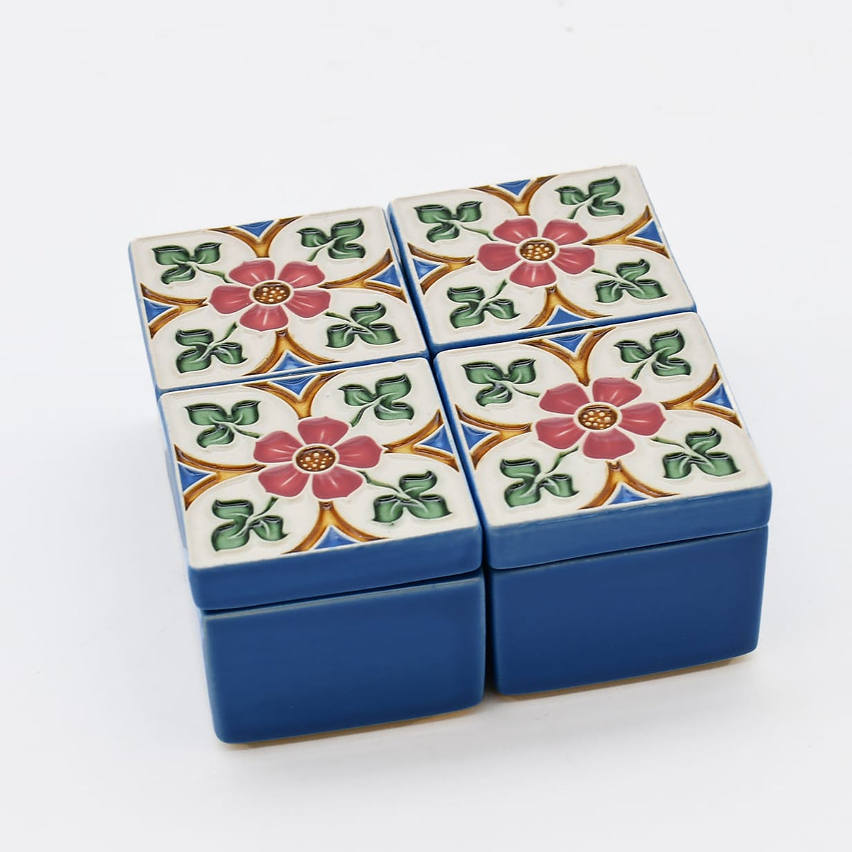 Boîte Céramique Artisanale Azulejos - Turquoise & Liège Boite à secrets "Azulejos" - Turquoise