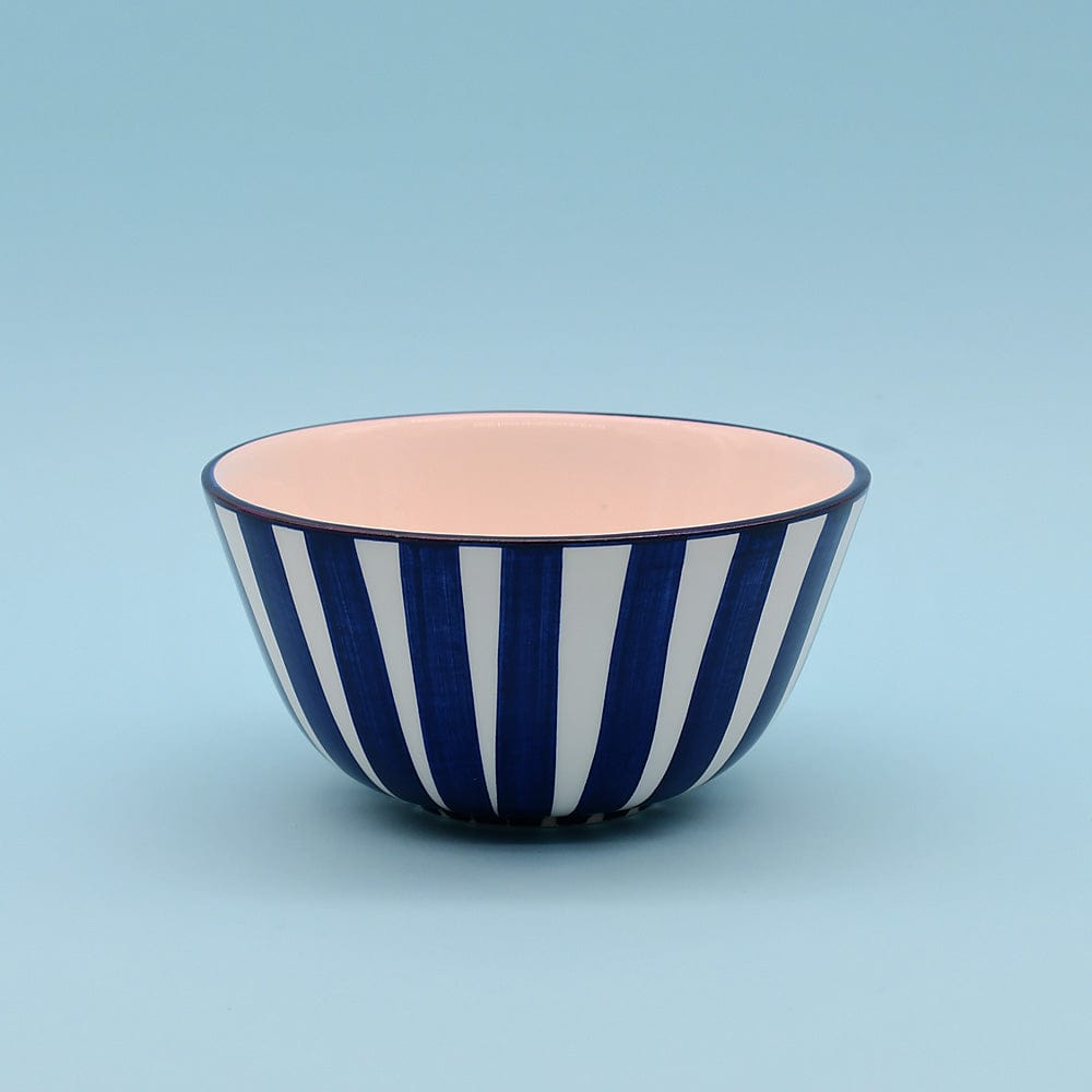 Bol en porcelaine portugaise I Vaisselle du Portugal en ligne Bol rayé "Costa Nova Mar" - Bleu