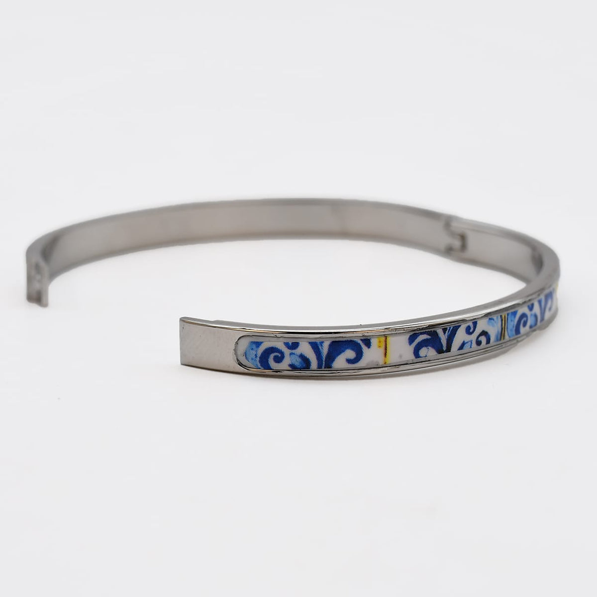 Bracelet en métal aux motifs azulejos bleus I Bijoux fantaisie portugais Bracelet "Azulejos"