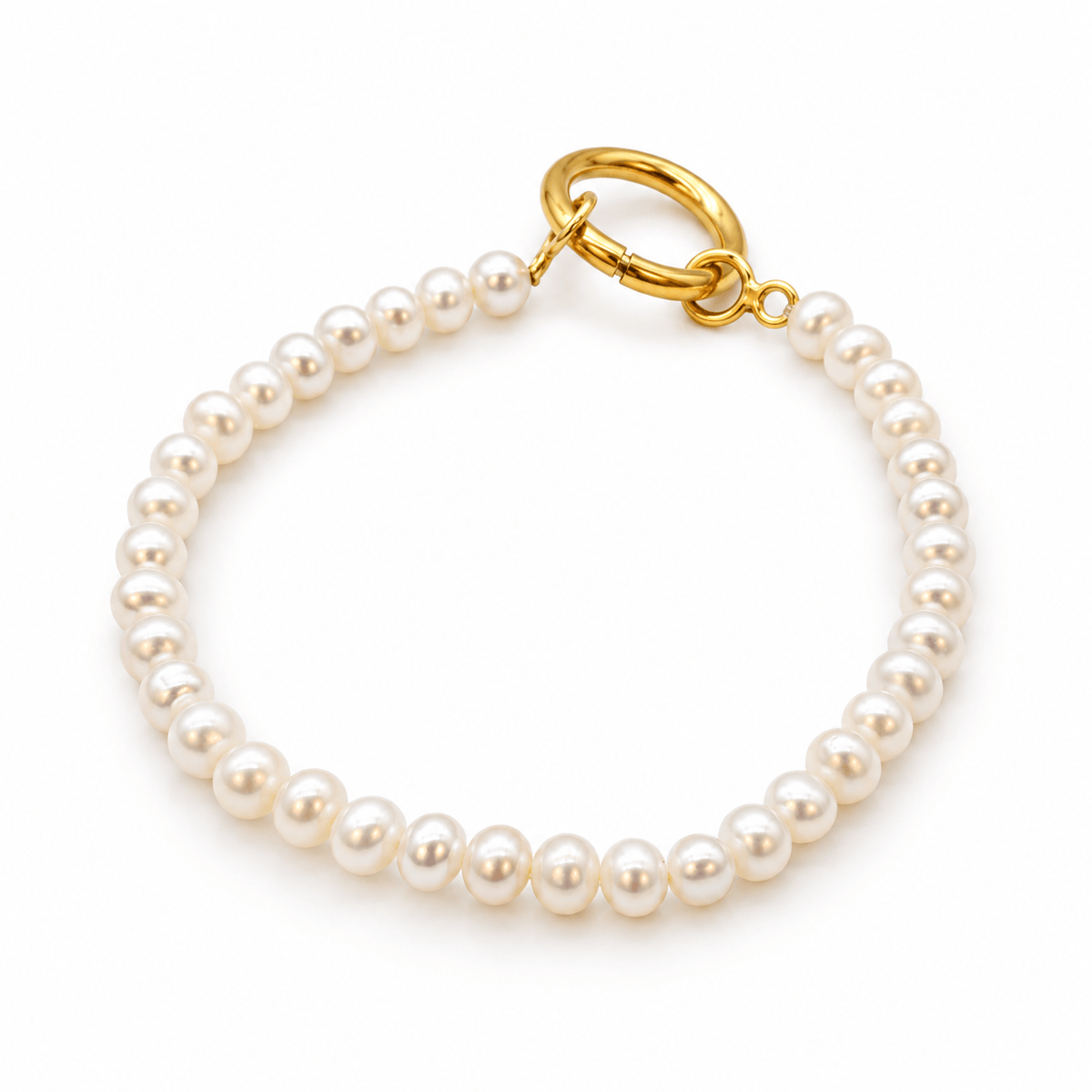 Bracelet en perles blanches avec fermoir doré Bracelet de perles blanches