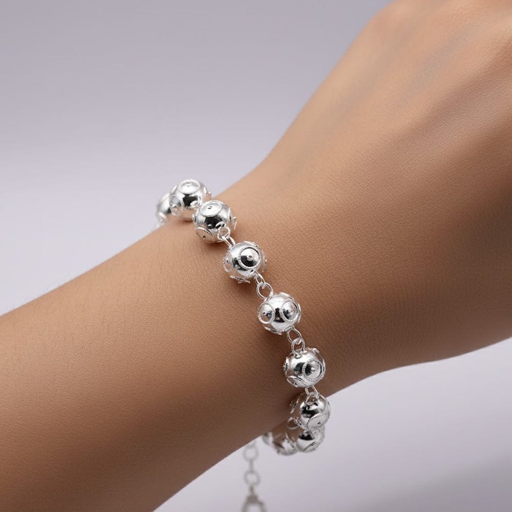 Bracelet portugais en perles d'argent massif Conta de Viana I Bracelet en argent
