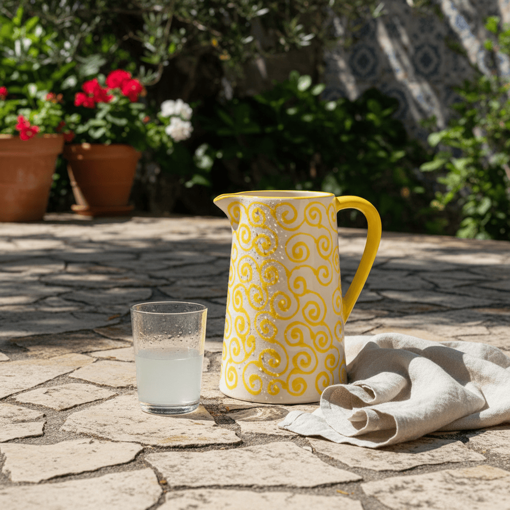 Carafe Tourbillon jaune en céramique artisanale Carafe “Redemoinho” - Jaune