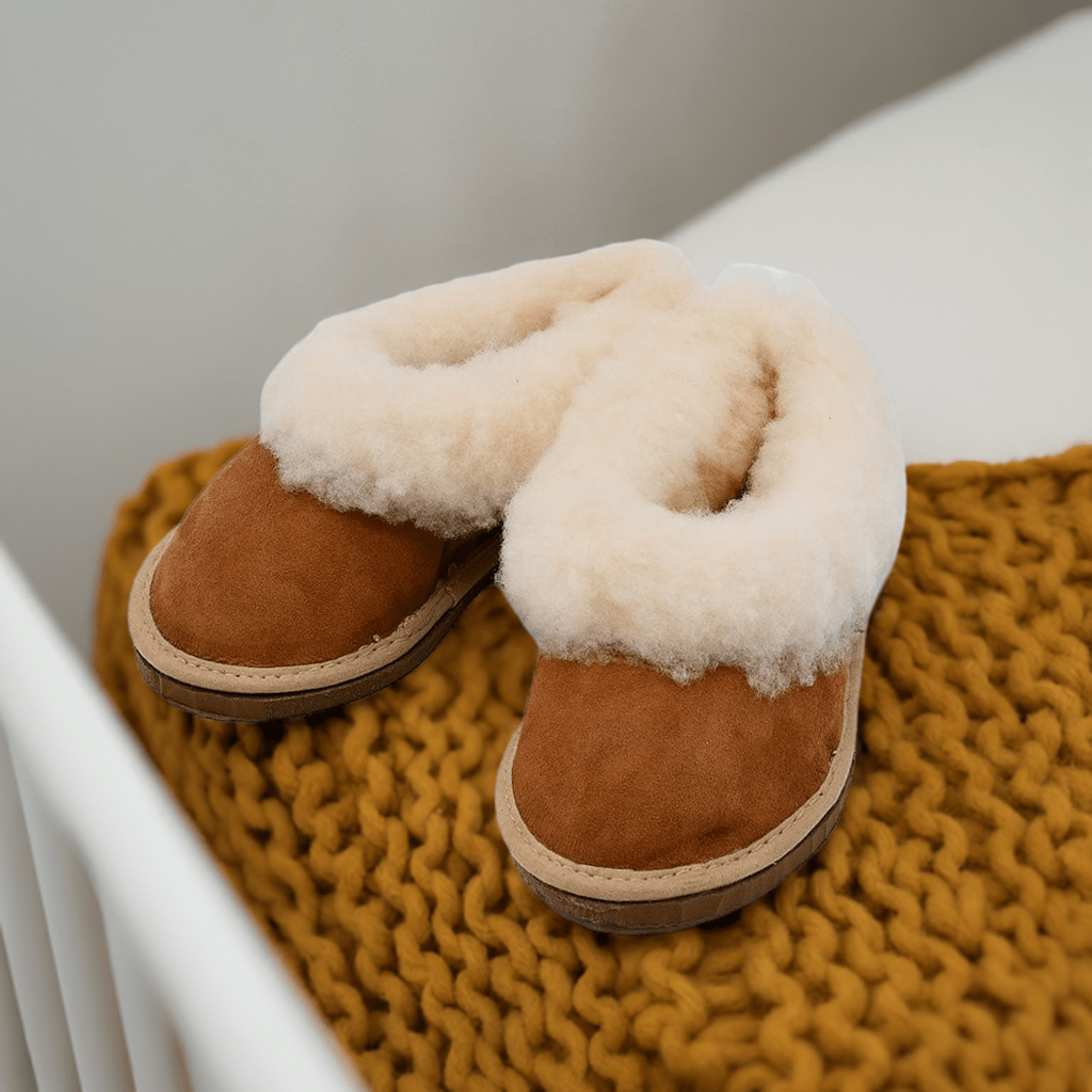 Chaussons enfants en mouton retourné Chaussons enfants en peau de mouton retournée