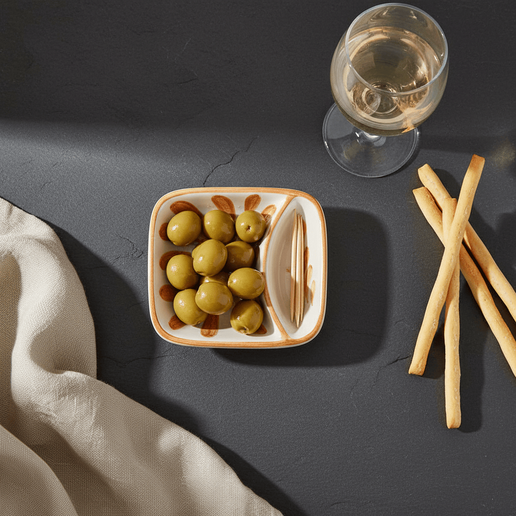 Coupe à olives en céramique portugaise Terracotta Petite assiette à olives en céramique "Andorinha" - Terracotta