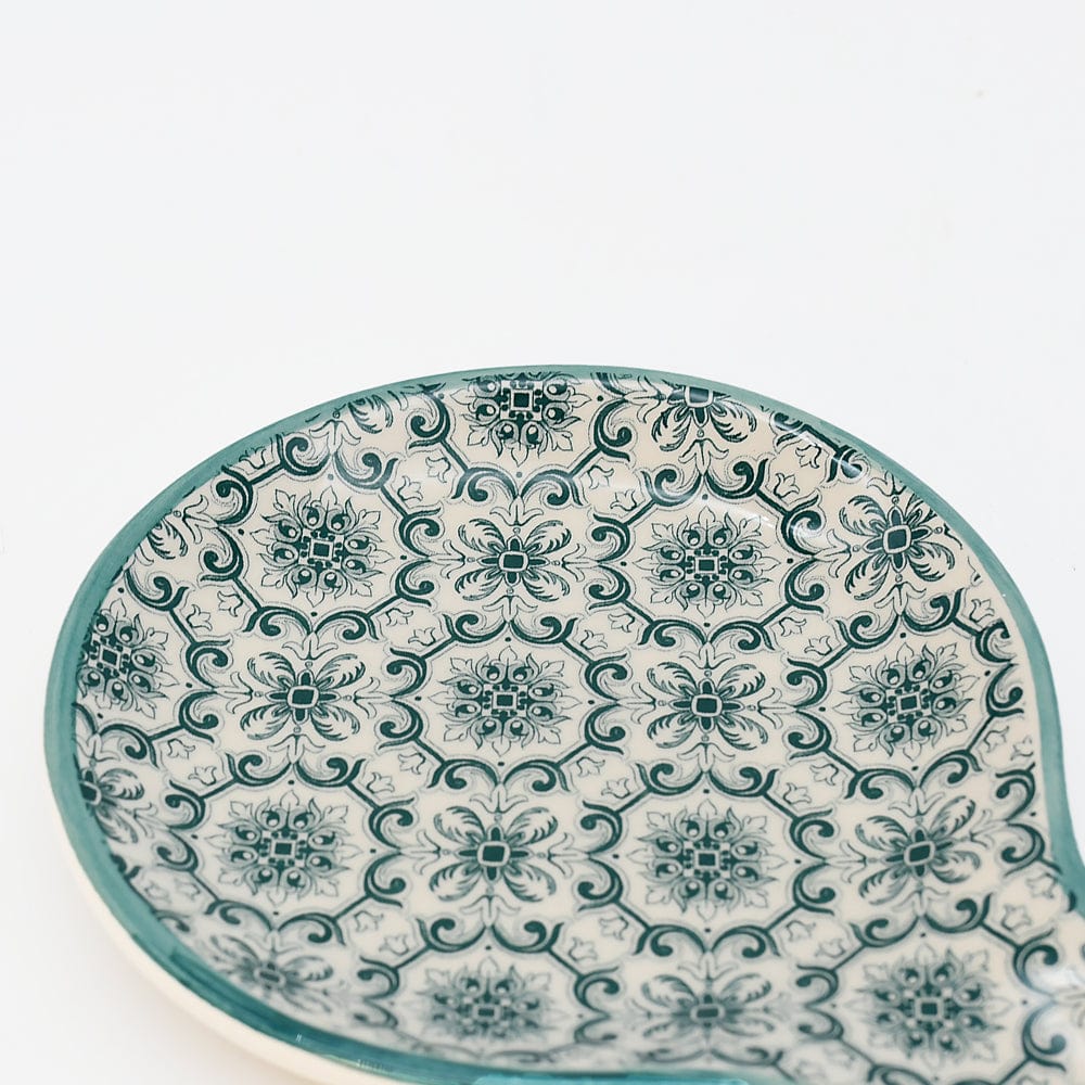 Cuillère de service en céramique motifs azulejos verts et blancs Cuillère de service en céramique "Padrão" - Verte