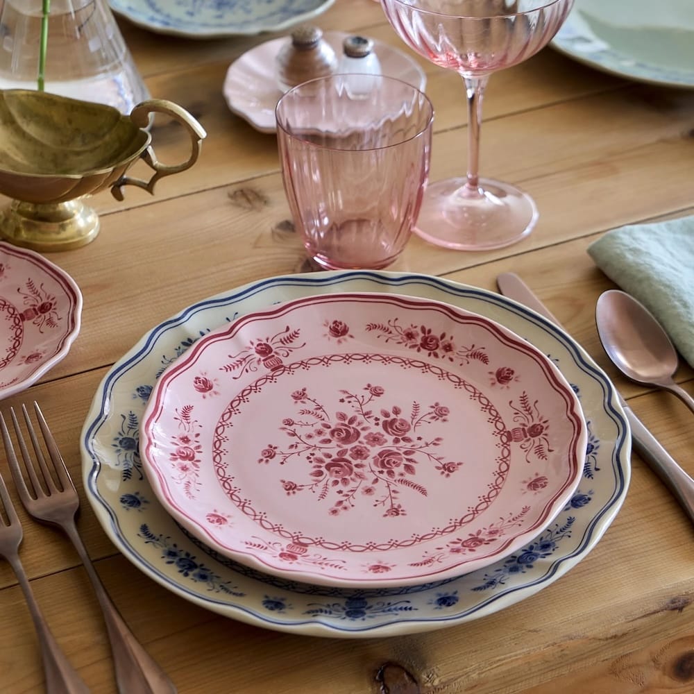 Grande assiette en grès en forme de feuille de chou Assiette en grès "Vila" 21cm - Rose