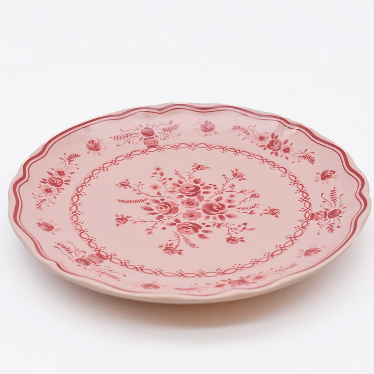 Grande assiette en grès en forme de feuille de chou Assiette en grès "Vila" 21cm - Rose