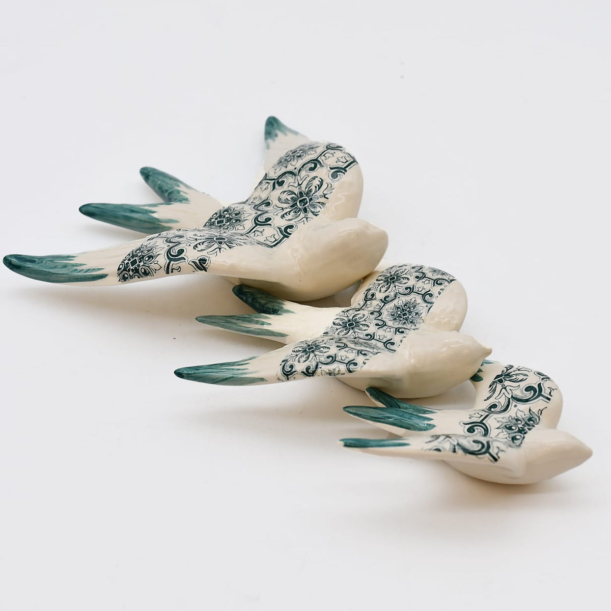 Hirondelle en céramique motifs Azulejos verts Hirondelle en céramique "Azulejos" - Vert
