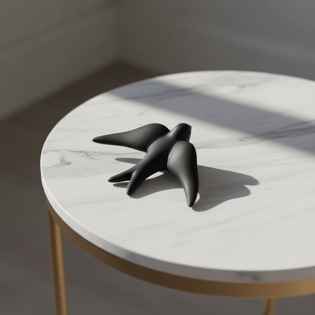 Hirondelle noire en céramique I Produit artisanal du Portugal Hirondelle lisse en céramique noire mate