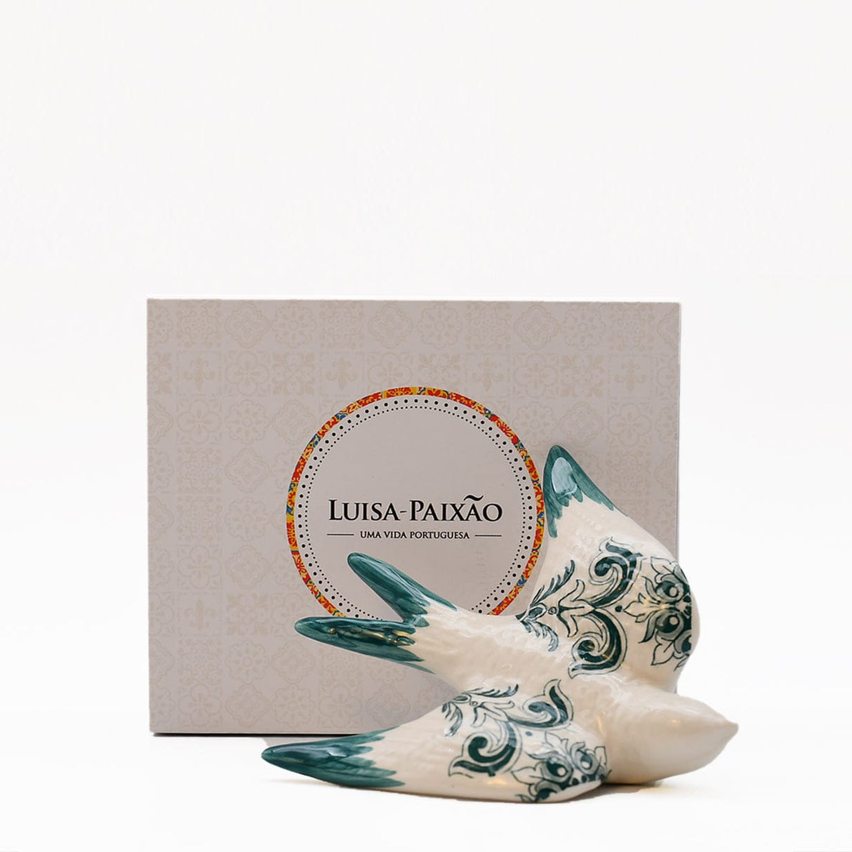 Hirondelle portugaise en céramique – Cadeau symbolique Luisa Paixão Coffret hirondelle "Azulejos" verte