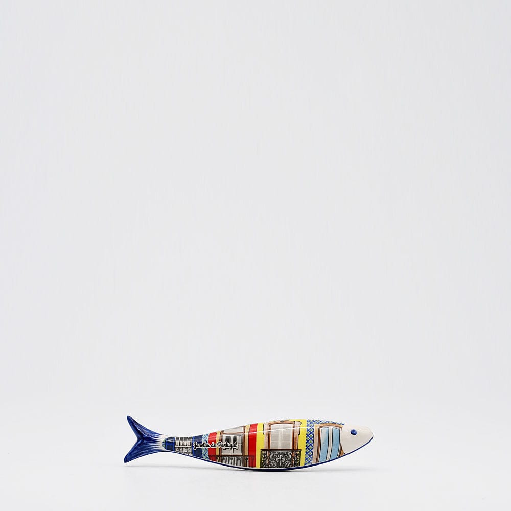 Magnet en céramique traditionnelle de Portugal I Jaune Sardine en céramique "Janelas"