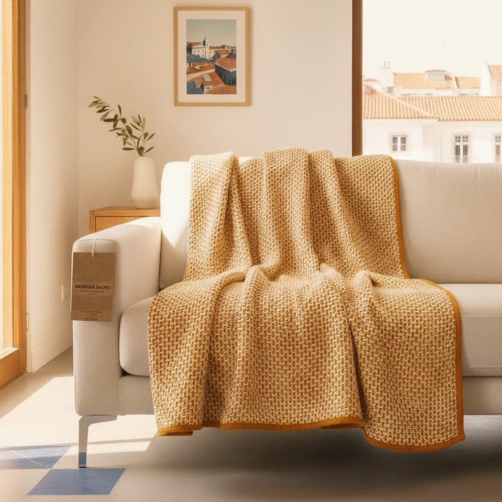 Maxi Plaid en coton Ochre Mezinas d'Aire Maxi Plaid en coton - Ochre