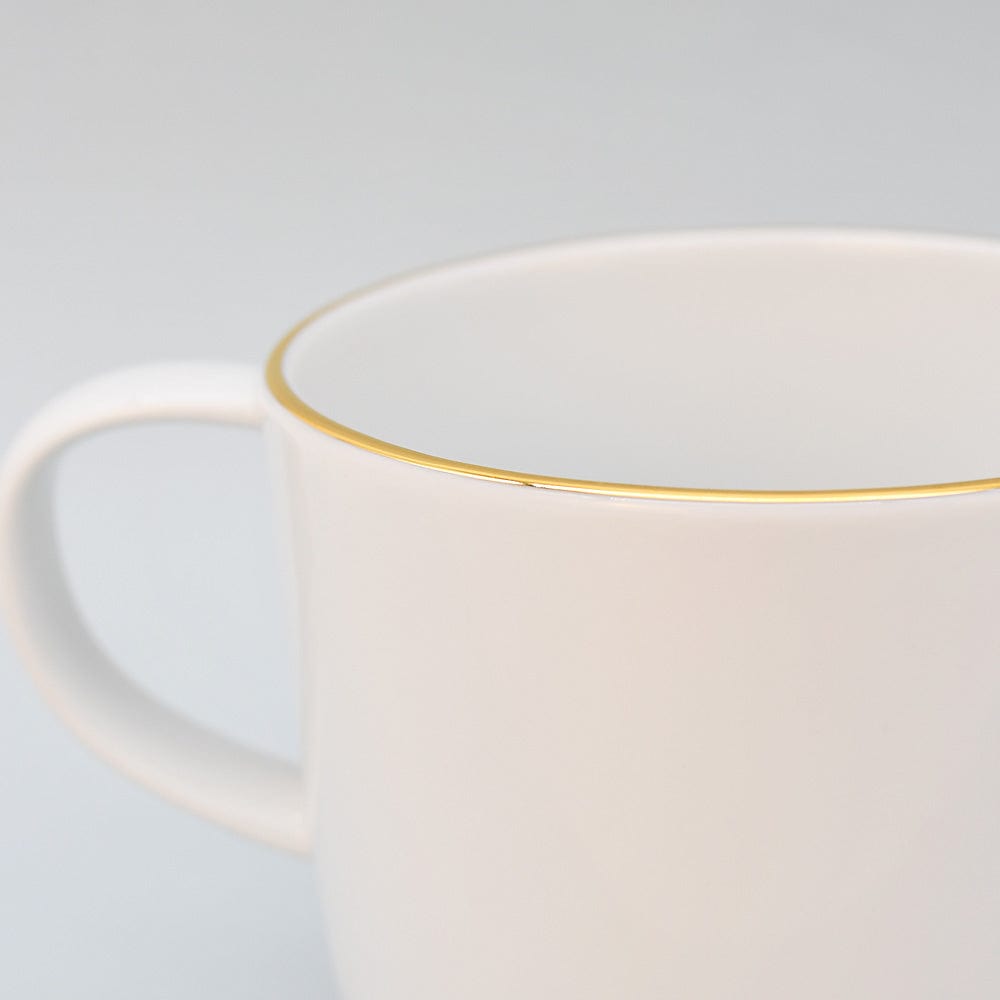 Mug en porcelaine blanche à bord doré – Fabriquée au Portugal Mug en porcelaine "Resonance"