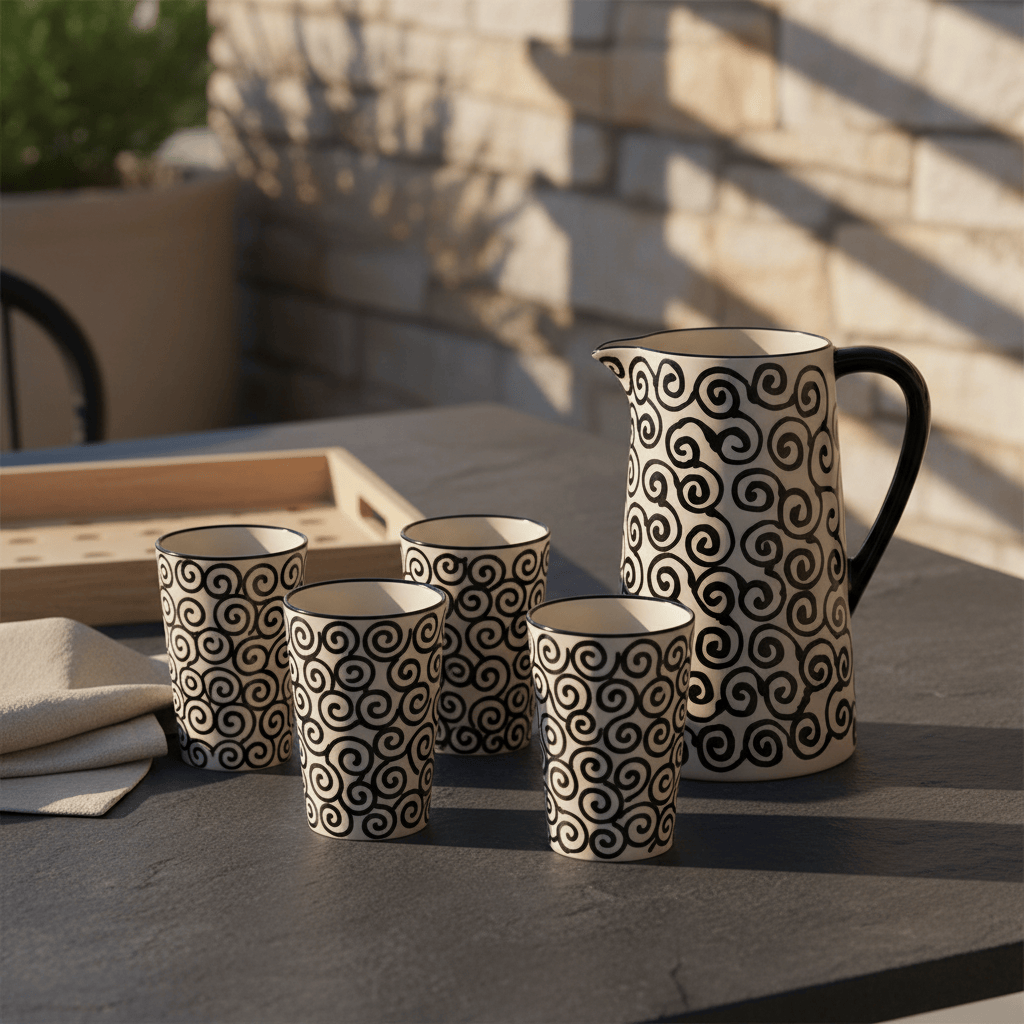 Mug Tourbillon noir & crème en céramique artisanale Mug “Redemoinho” - Noir