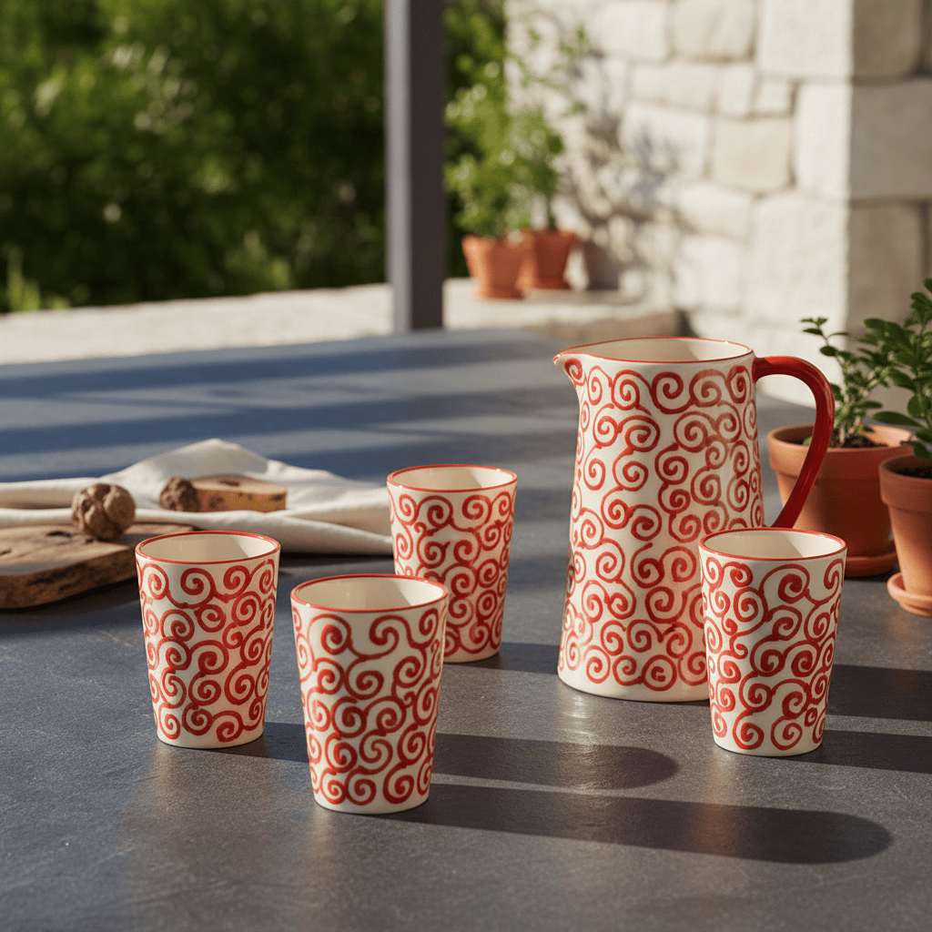Mug Tourbillon rouge & crème en céramique artisanale Mug “Redemoinho” - Rouge