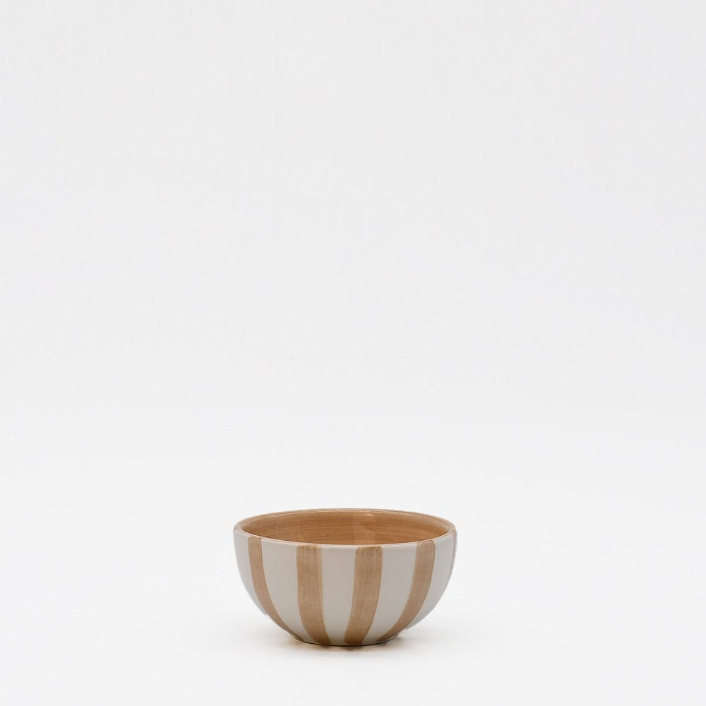 Petit bol en céramique rayé moka et blanc Petit bol rayé "Costa Nova Mar" - Moka