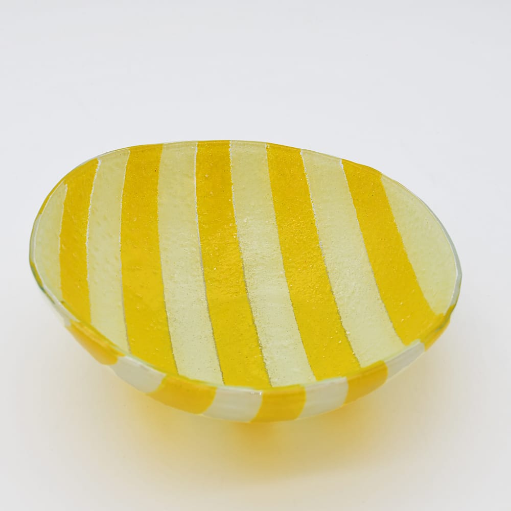 Petit saladier rayé en verre de Marinha Grande I Artisanat portugais Saladier en verre "Marinha Grande" - 20cm