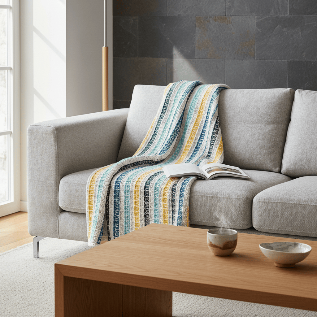 Plaid portugais couvre-lit turquoise 240x200 | Style de vie portugais Plaid Couvre-lit en coton 240x200 - Turquoise