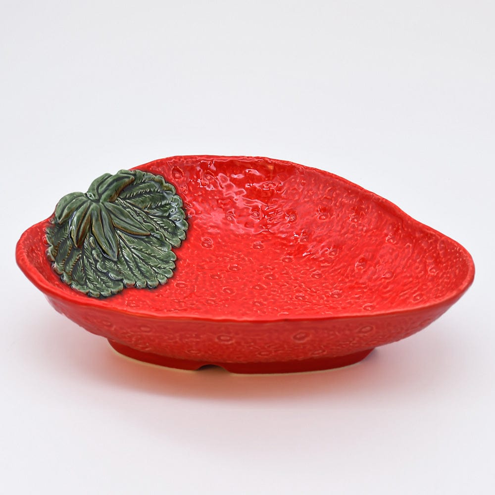 Plat en céramique en forme de fraise I Vaisselle artisanale du Portugal Plat de service en céramique en forme de fraise - 30cm