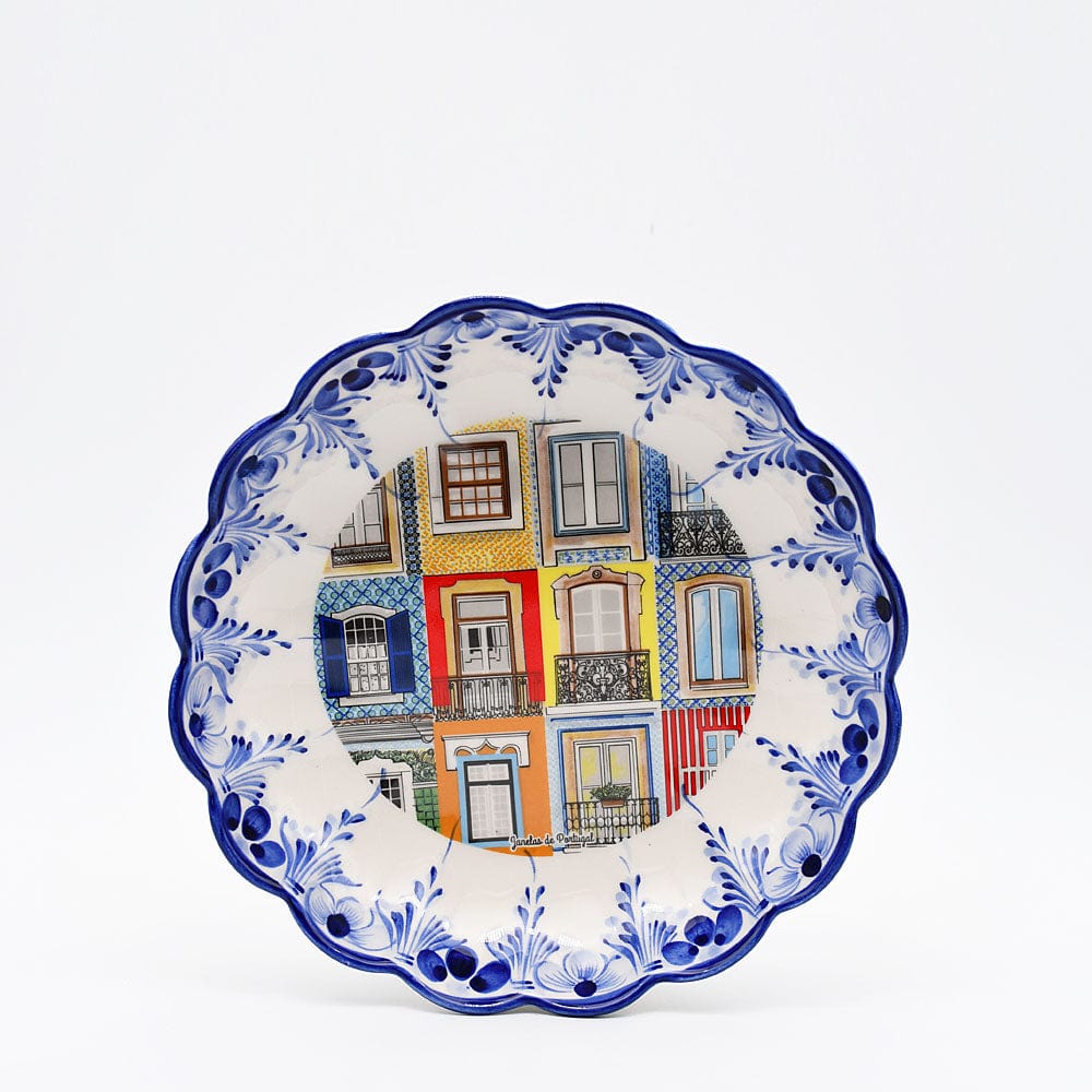 Plat en céramique traditionnel du Portugal I bleu 24cm Plat en céramique "Janelas" - 24cm