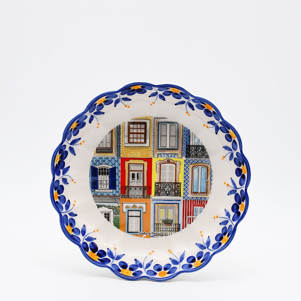 Plat en céramique traditionnel du Portugal I bleu 24cm Plat en céramique "Janelas" - 24cm