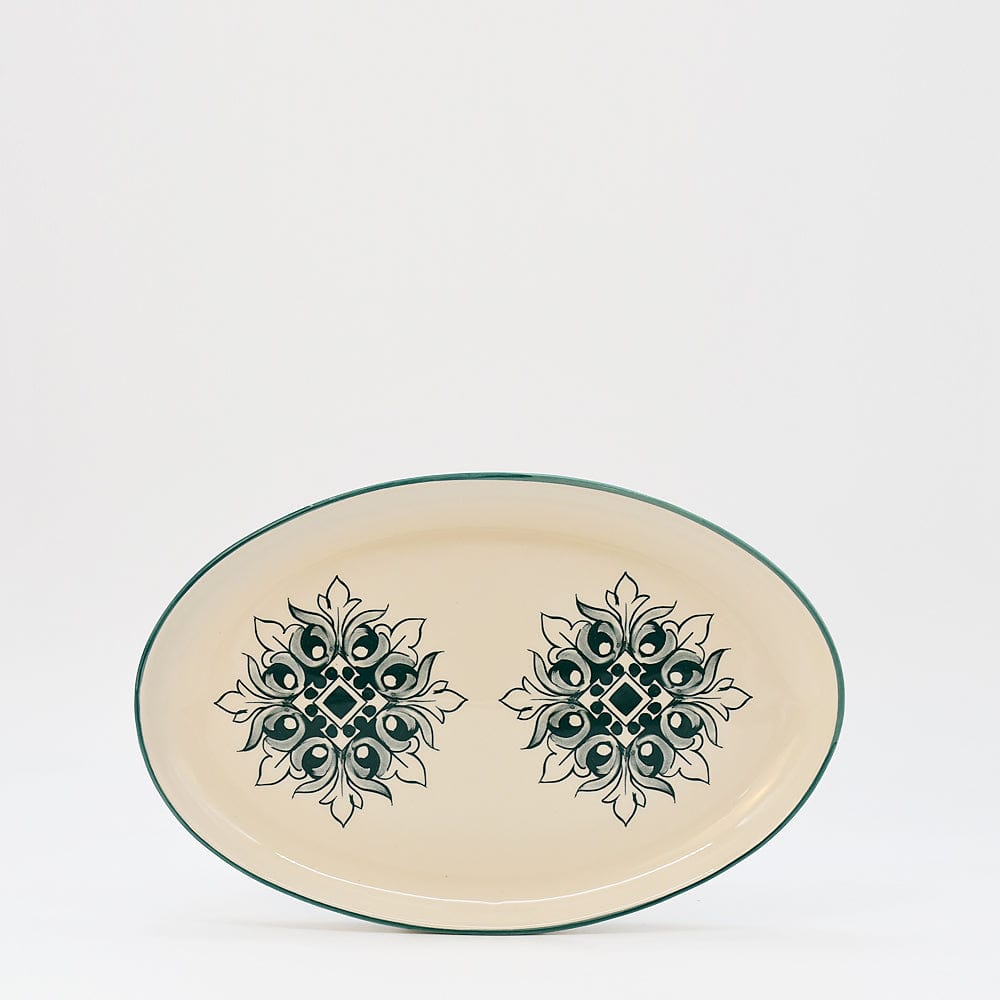 Plat ovale en céramique vert motifs Azulejos 26cm Plat ovale en céramique "Brasão" 26cm - Vert