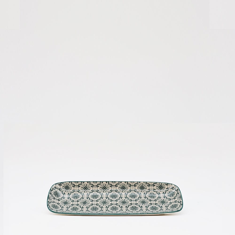Plat rectangulaire en céramique motifs Azulejos verts et blancs 22cm Plat en céramique "Padrão" 22cm - Vert