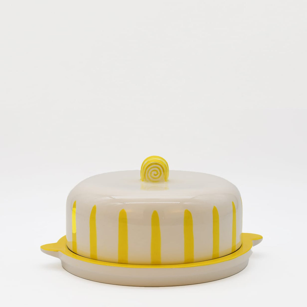 Plateau à fromage ou gâteau en céramique à rayures jaunes Costa Nova Plateau à fromage ou gateau "Costa Nova Mar" - Jaune