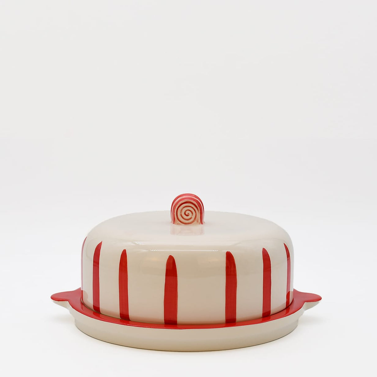 Plateau à fromage ou gâteau en céramique à rayures rouges Costa Nova Plateau à fromage ou gateau "Costa Nova Mar" - Rouge