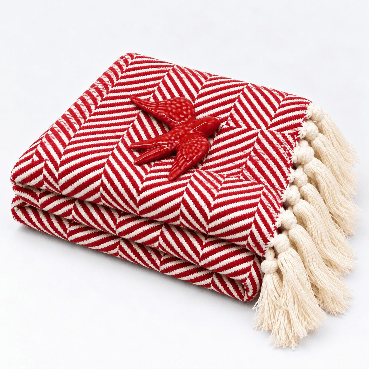 Sac cadeau - Plaid à chevrons bordeaux et hirondelle assortie Sac cadeau - Plaid à chevrons bordeaux et hirondelle assortie