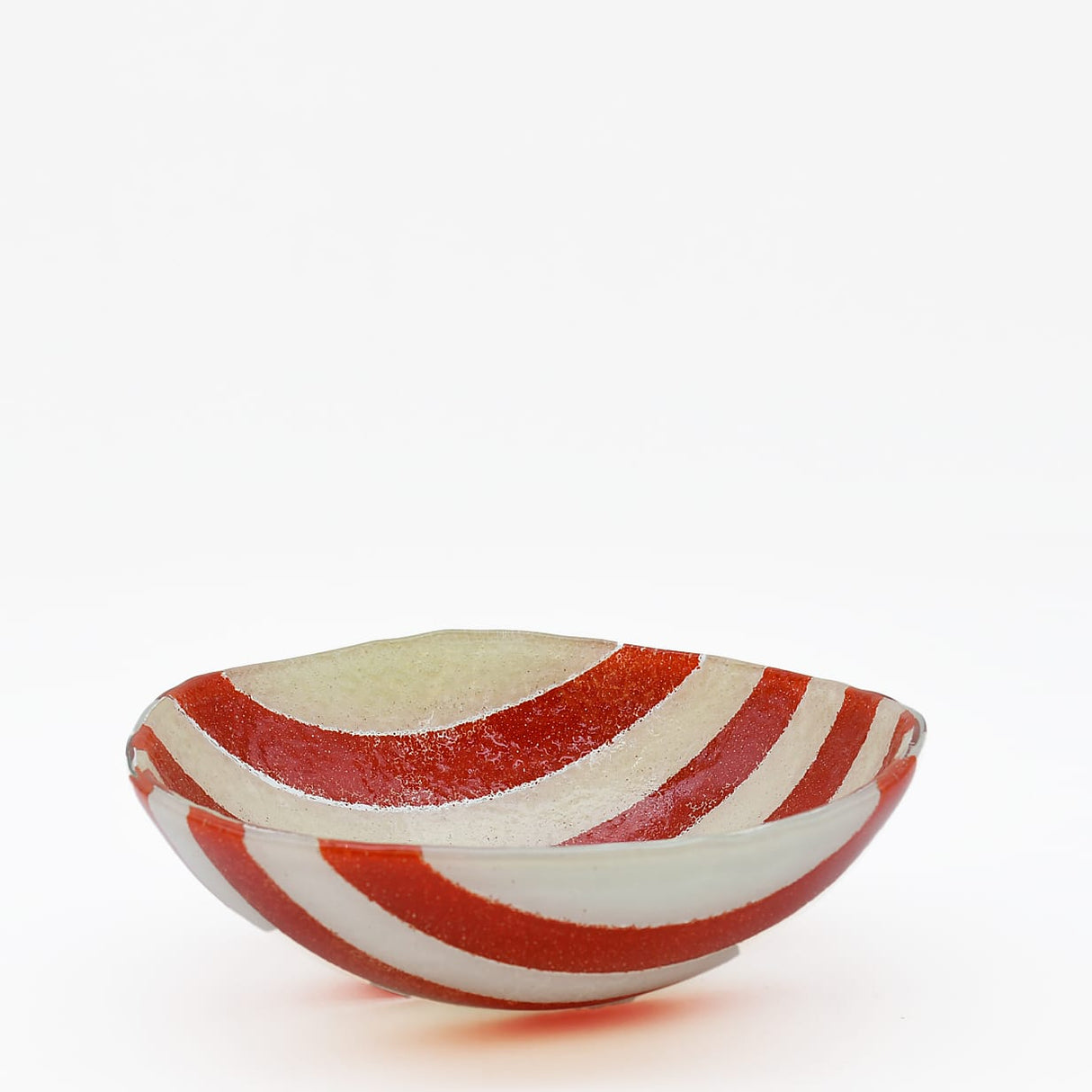 Saladier en verre rayé rouge & blanc I Artisanat portugais Saladier en verre "Marinha Grande" - Rouge