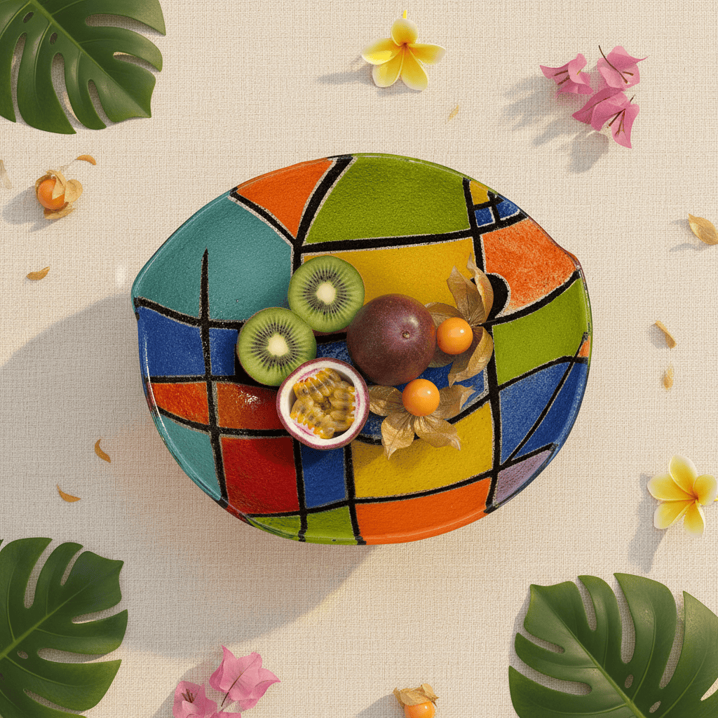 Saladier multicolore - Vue plongeante fruits